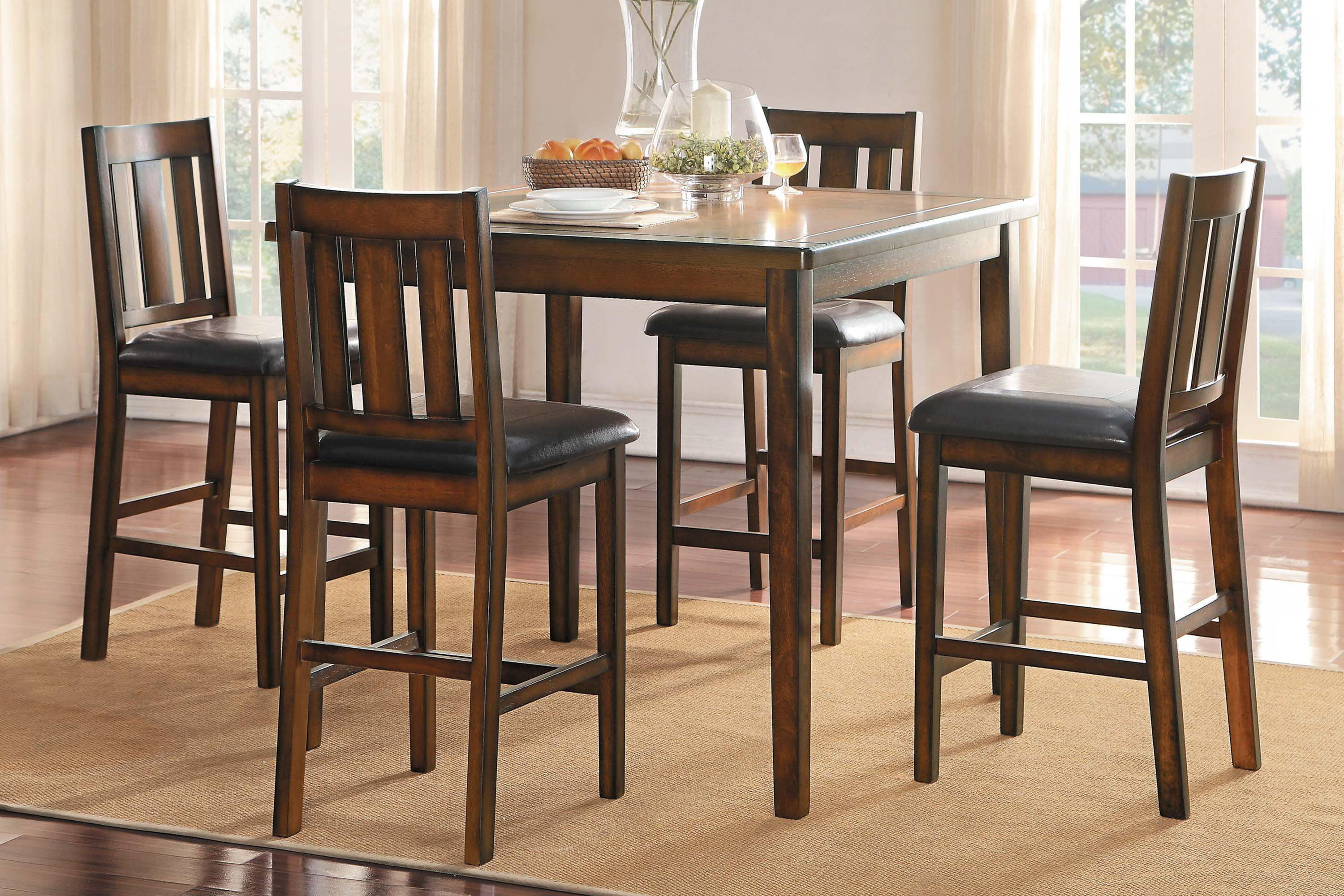 Red Barrel Studio® Espresso Finish Counter Height 5pc Dining Set Tabe ...
