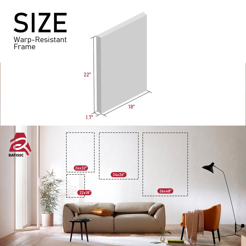 Art mural moderne sur toile Mid-Century, H 22 po x l 18 po x P 1,5 po