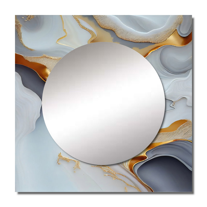 Kanyen - Art mural moderne miroir carré pour salle de bain, 23 po x 23 po