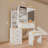 53.2" Vanity Desk With Lighted Mirror, 4 Drawers And Shelves, Makeup Vanity Table With Cushioned Stool For Bedroom Dressing