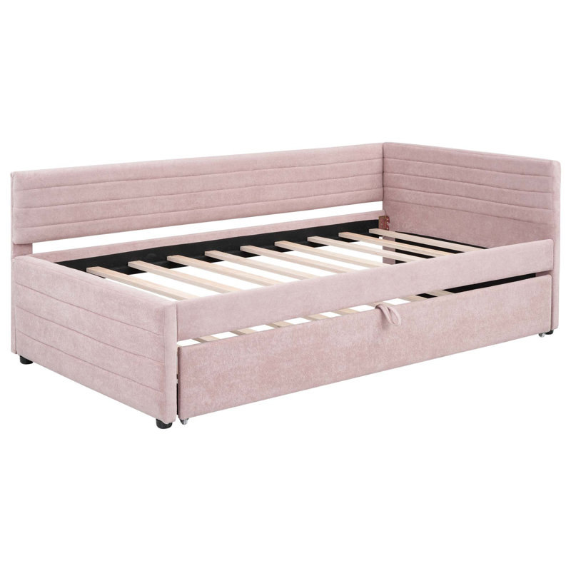 Lit de jour simple rembourré avec couchette, Rose