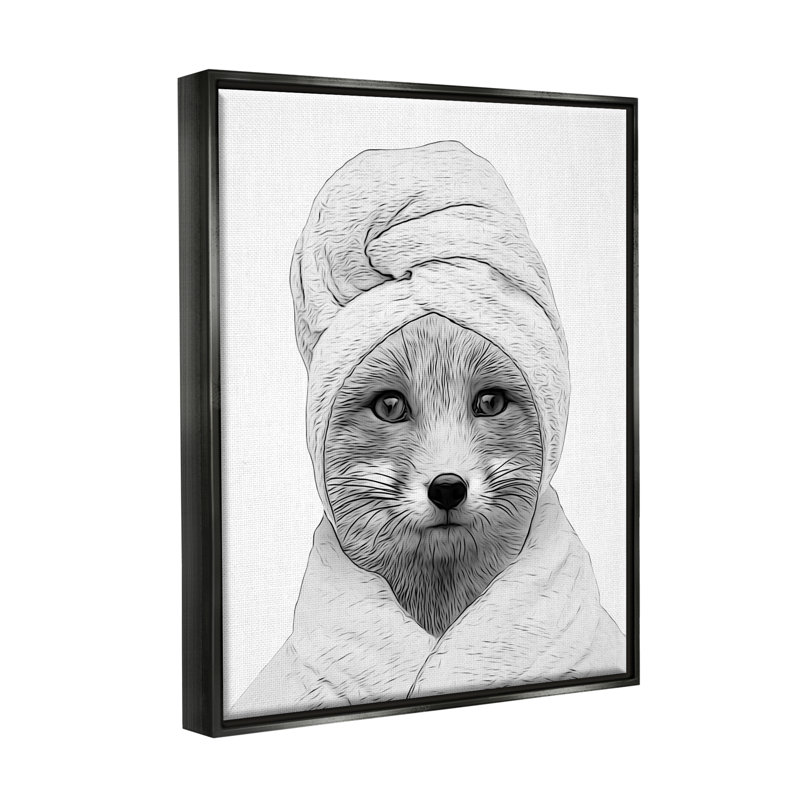 «Fox Peignoir» par Annalisa Latella, Cadre flottant noir de jais, H 21 po x l 17 po x P 1,7 po
