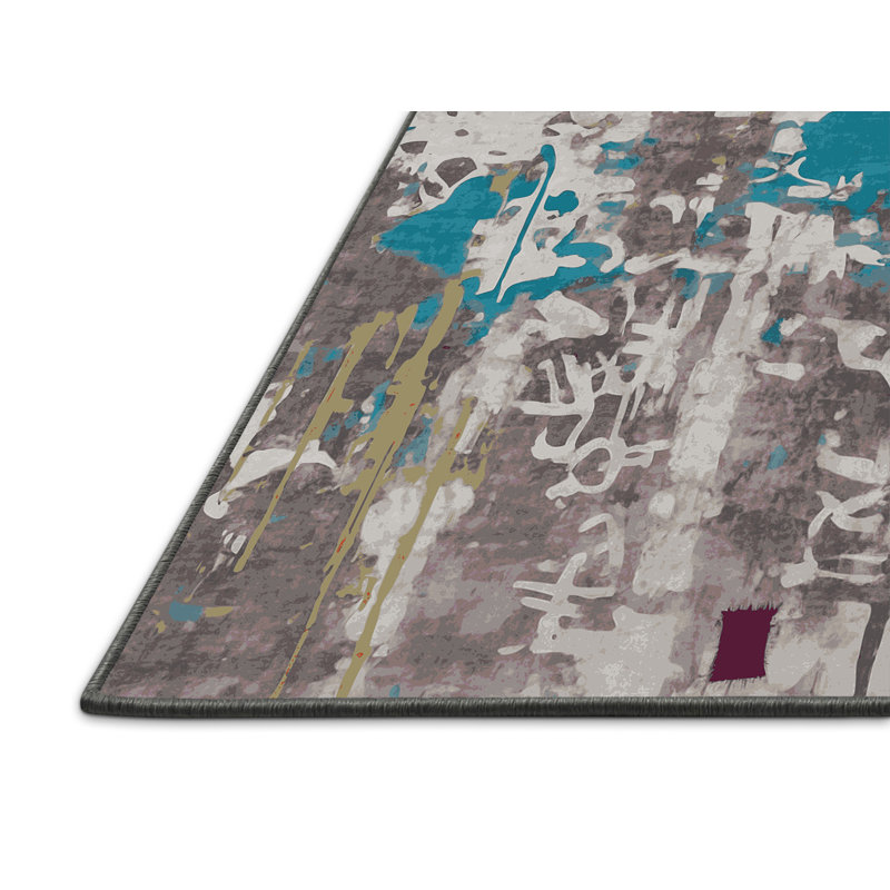 Tapis gris soyeux et moelleux, Rectangle 7 pi x 10 pi