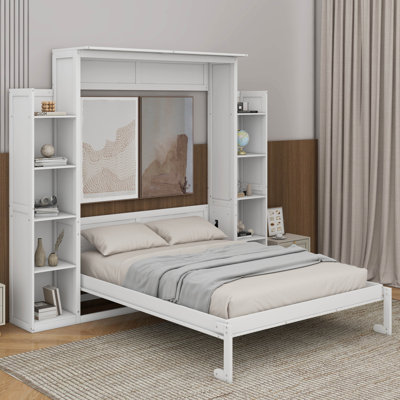 Grand lit escamotable avec tablettes et DEL