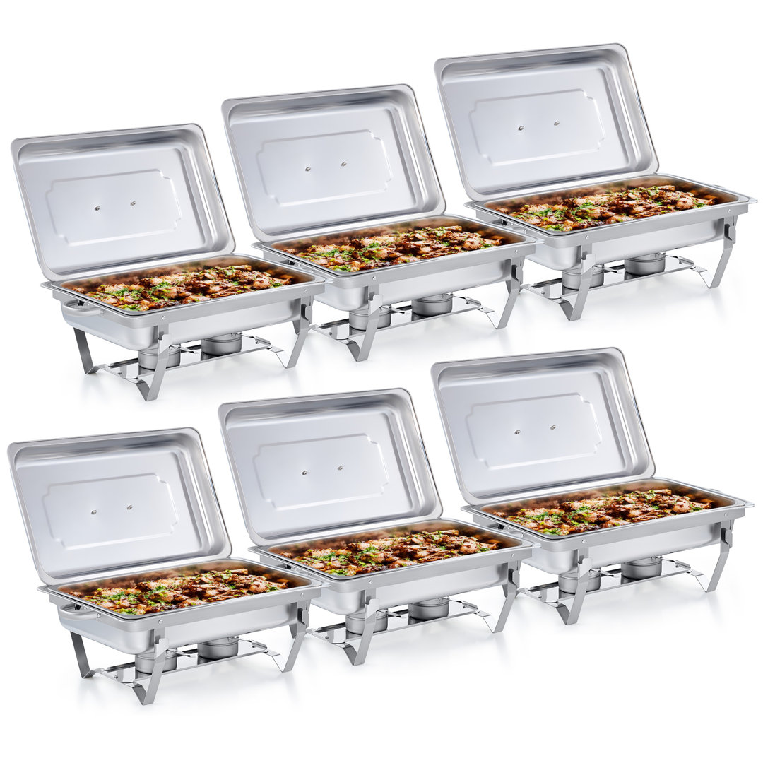 Stainless Steel 8 Quarts Rectangle Chafing Dish (Set of 6) The Party Aisle™