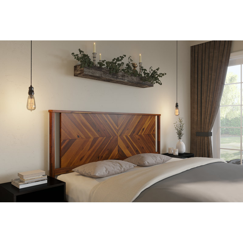 Tête de lit en bois massif Vivian, Très grand, Brun doré rustique