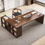 Bureaux en bois massif en L noyer-107934397-107934393