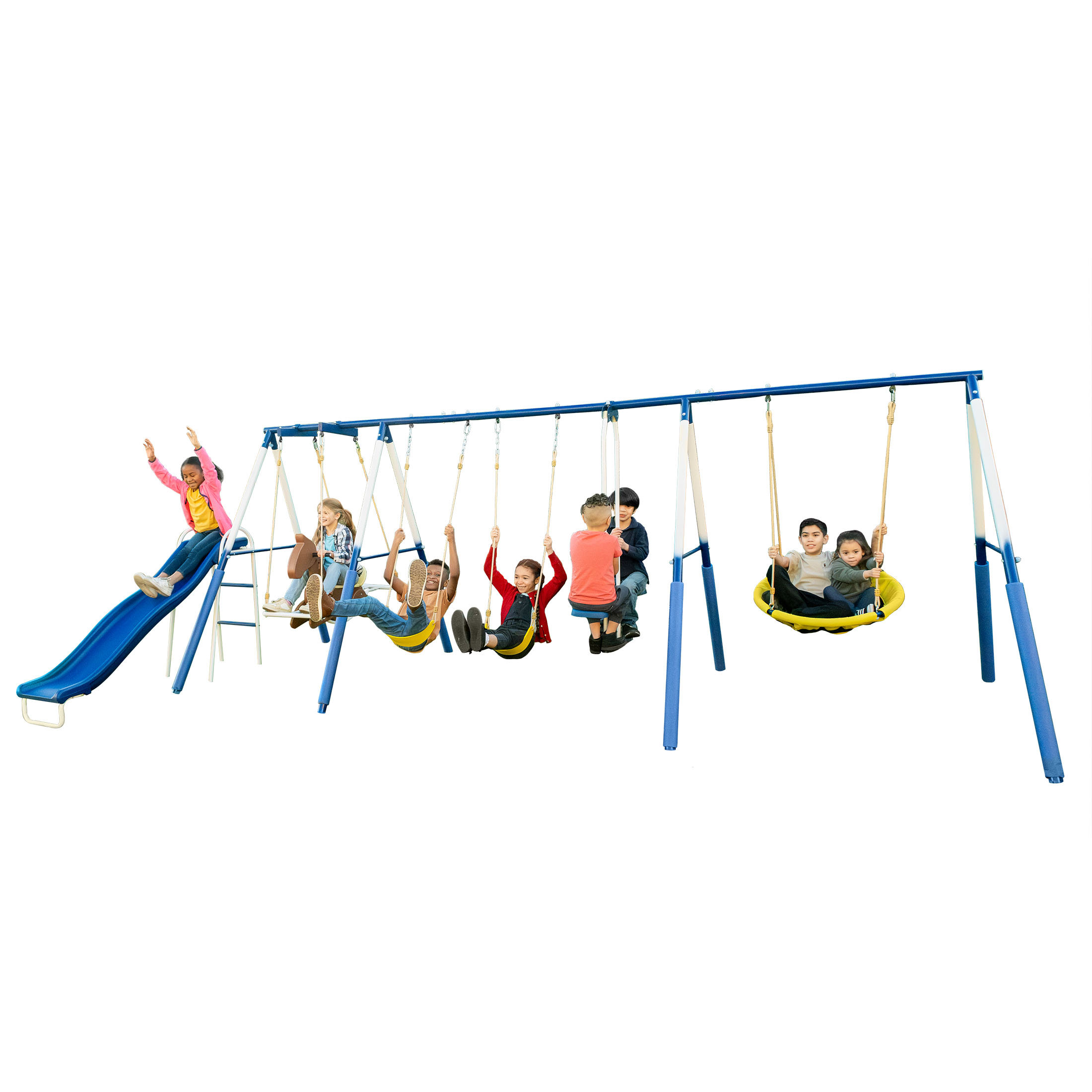 Sportspower Outdoor Super 8 Fun Metal Swing Set With 6’ Heavy Duty