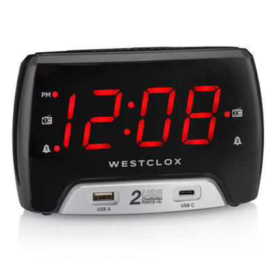 1.4" RED LED CLOCK RADIO WITH 2 USB'S