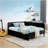 Full Size Upholstered Platform Bed Frame With 2 Storage Drawers, Adjustable Velvet Sofa Bed, Black-78380680-78380682