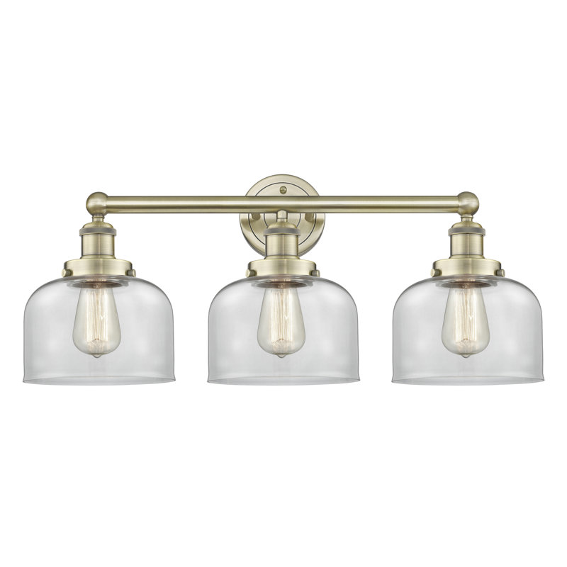 Éclairage pour meuble-lavabo à 3 lumières à intensité variable Raykwan, Transparent, Laiton antique