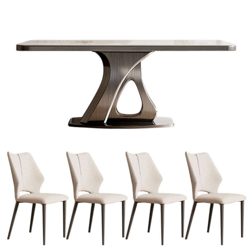 Modern light luxury style dining table sets, 29.53"H x 55.12"L x 31.5"W