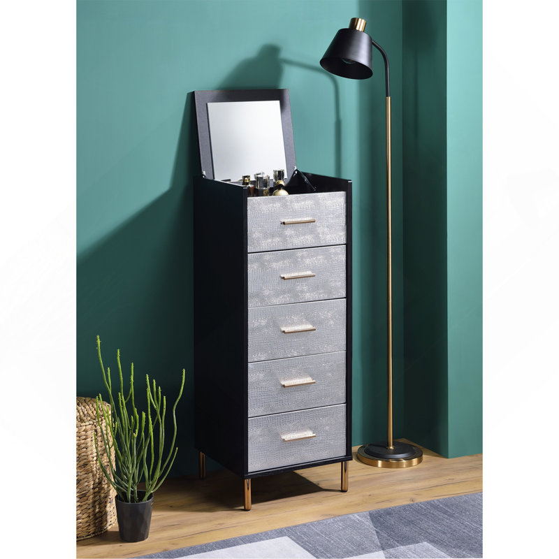 Armoire à bijoux noire, argentée et dorée