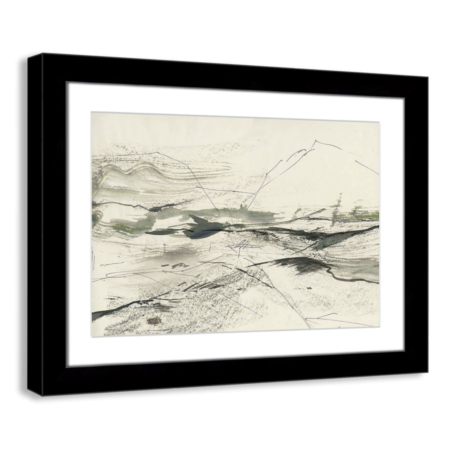 Green Sketches Print by PI Studio, 18.5" H x 24.5" W x 1.25" D, Black Cube Picture Framed, White