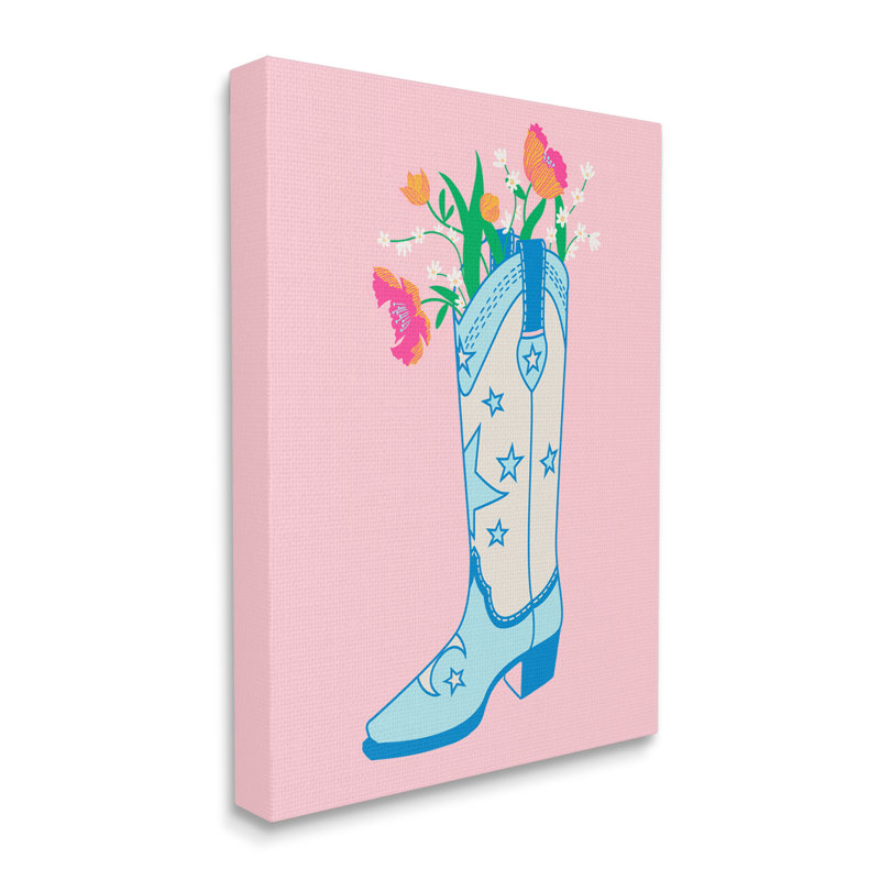 «Pink Floral Cowgirl», art mural sur toile par Grace Popp, H 48 po x l 36 po x P 1,5 po
