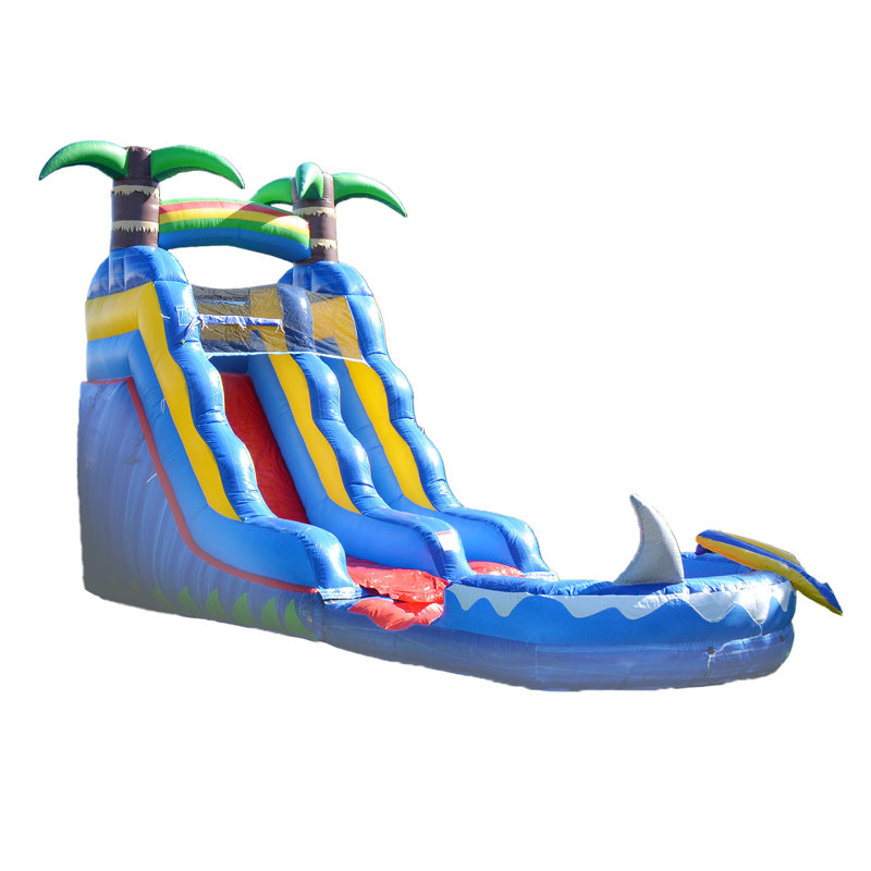 HeroKiddo 15 FT Ocean Shark Commercial Grade Water Slide (with Pool and Blower)