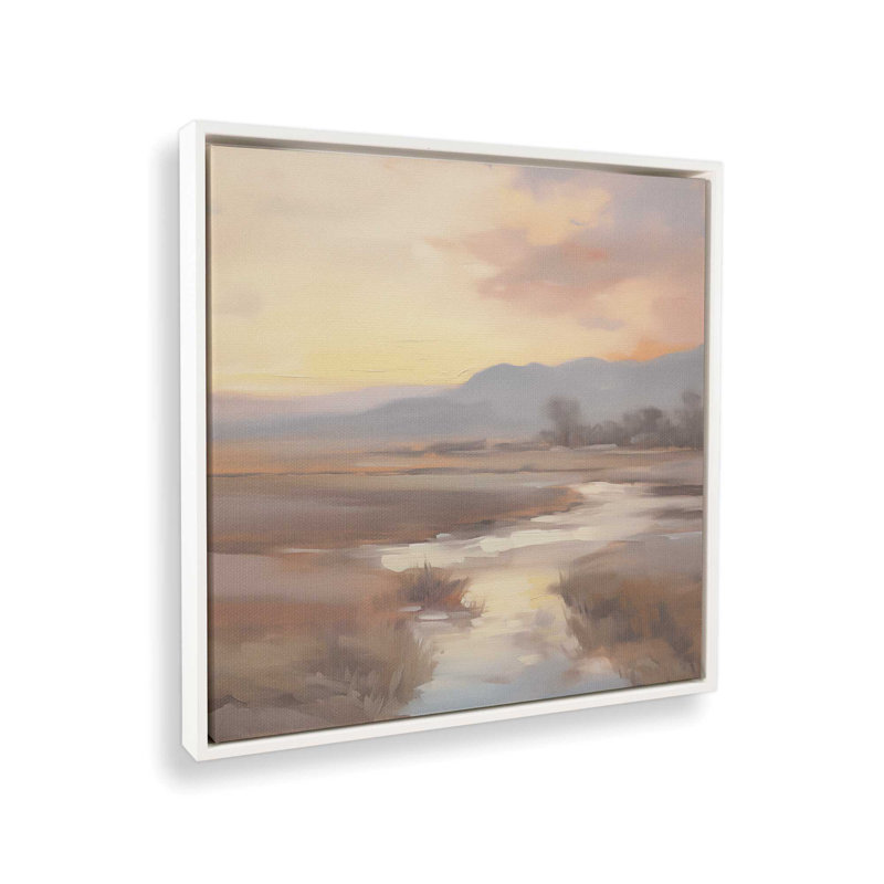 «Meadow Glow at Sunset», reproduction sur toile, Cadre blanc, H 16,75 po x l 16,75 po x P 1,75 po