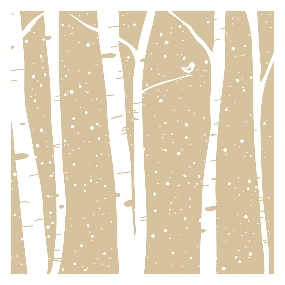 Snow Concert between Birches 1.92m x 1.92m Textured Matt Peel & Stick Wall Mural