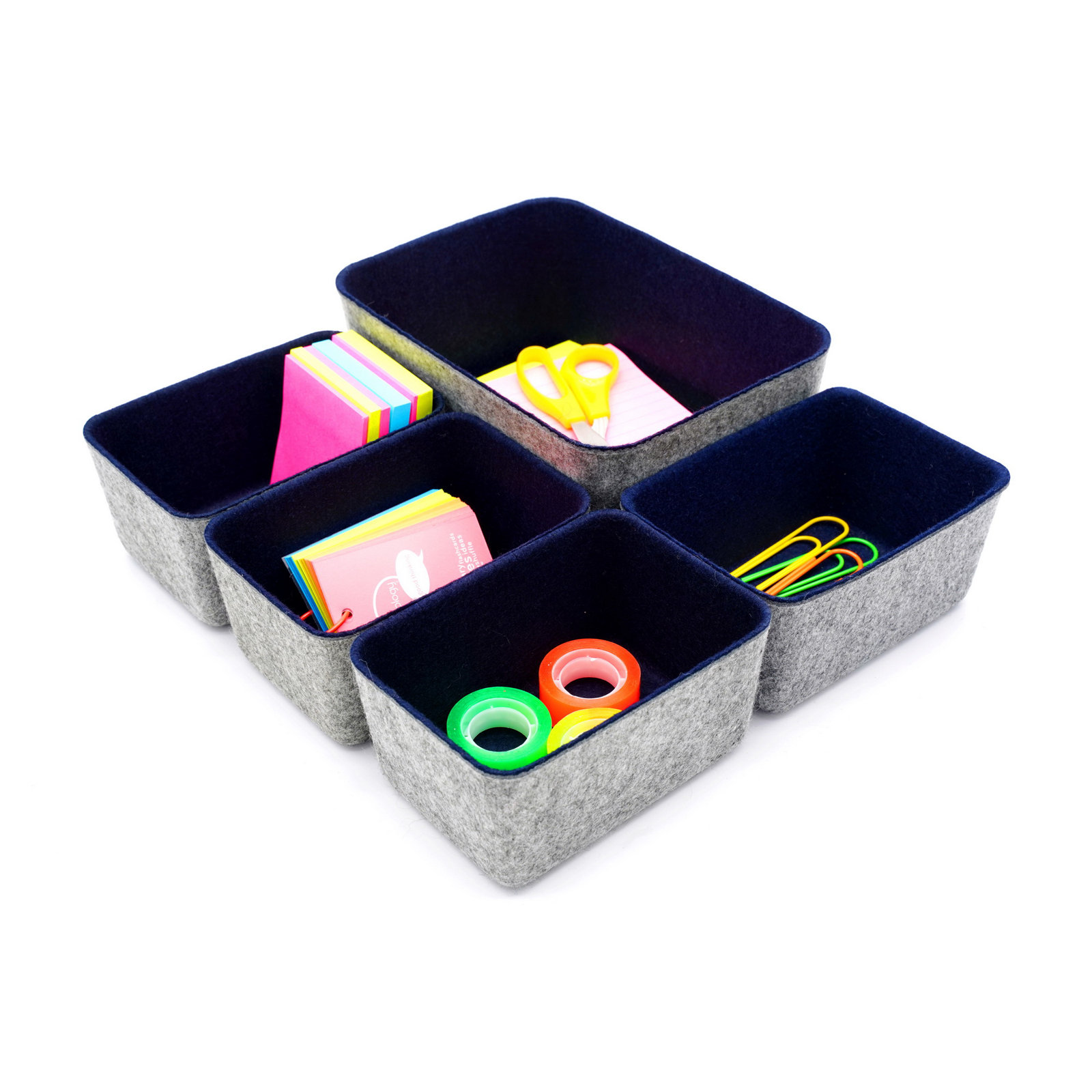 Felt Office Desk Organizer Set, Navy