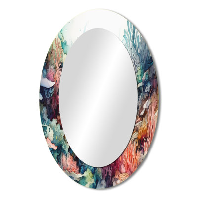 Vibrant Coral Reef III - Landscapes Oval Decorative Mirror On Metal