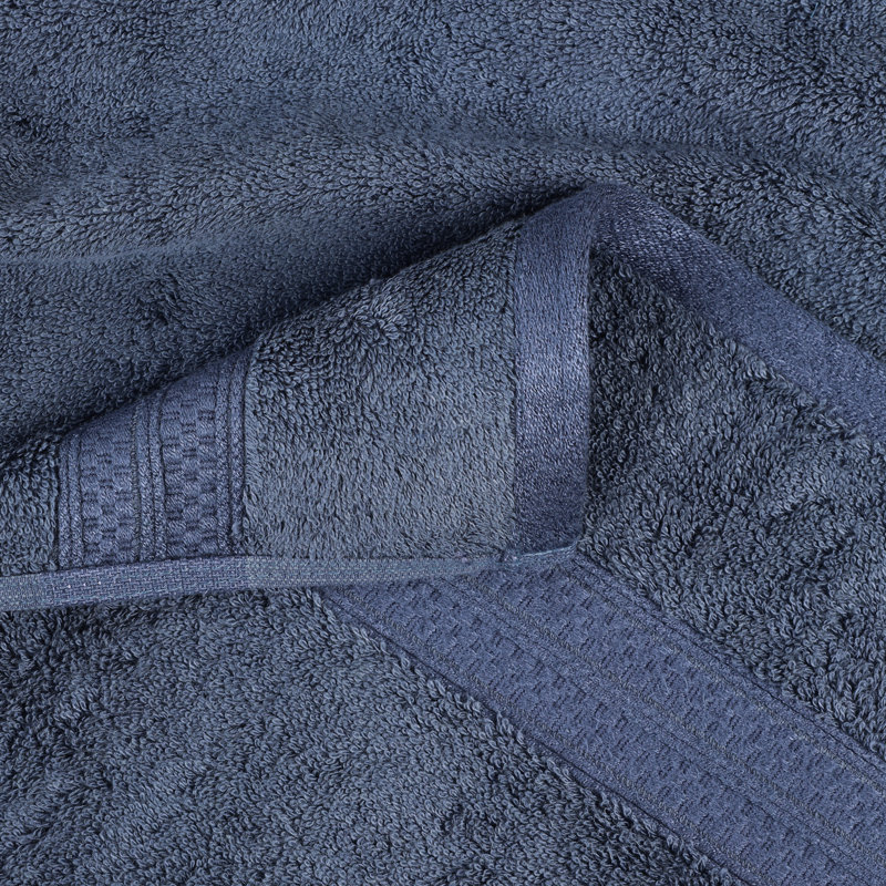 Ensemble de serviettes 6 pièces en rayonne de bambou et coton Nolhan, Bleu rivière