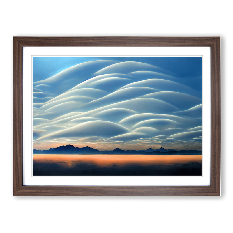 Ravishing Clouds - Single Picture Frame Painting, 25cm H x 34cm W x 2cm D, Walnut Framed