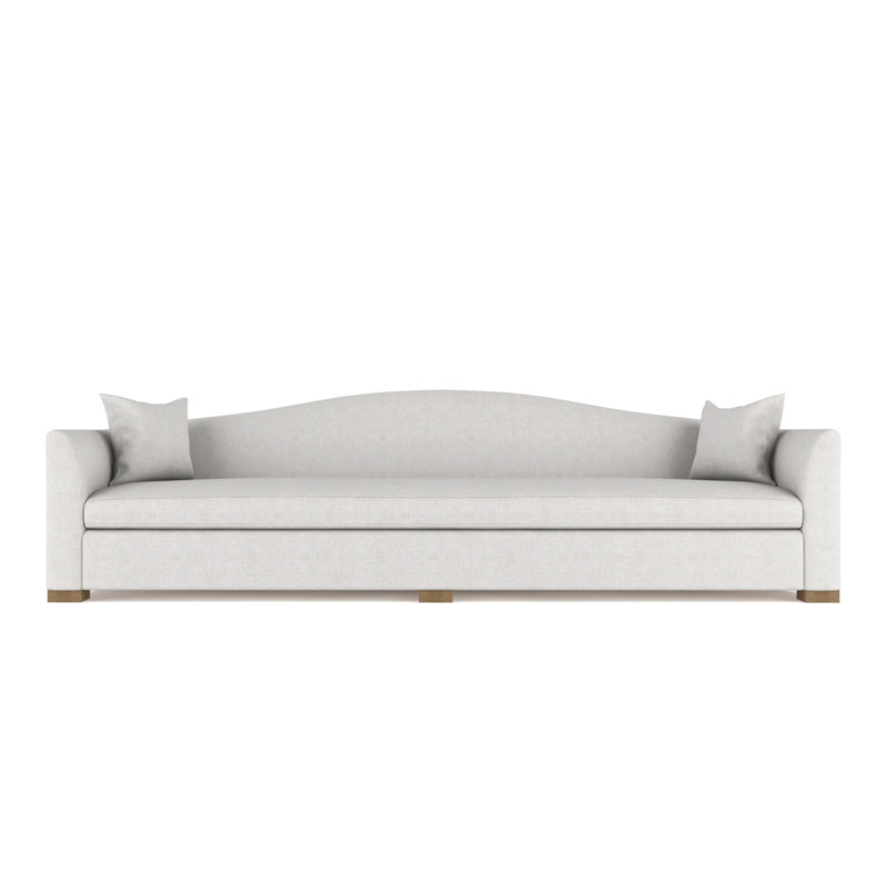 Horatio Camelback Taper Curved-Arm Extra Long Sofa, Plush Velvet Chocolate, Weathered, 33" H x 120" W x 36" D