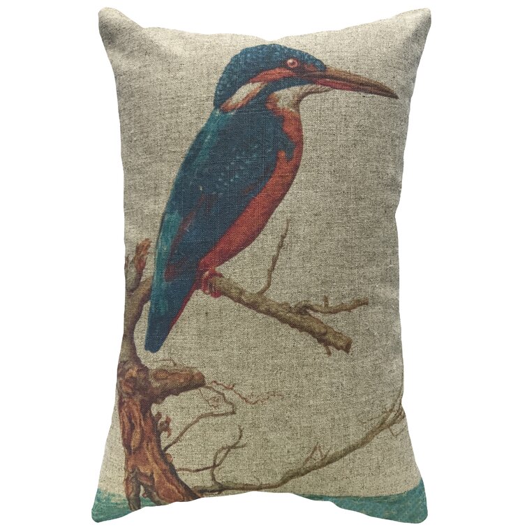 Kingfisher Decorative Pillow, Animal Pillow, Art Pillow, Bright