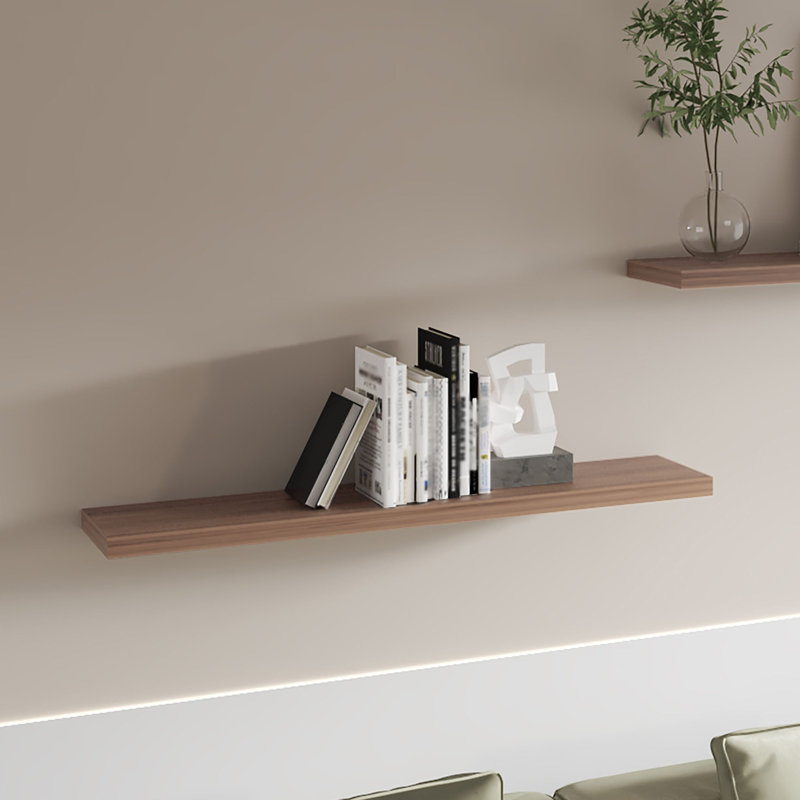 Floating Shelf In Melamine, Set Of 2, Light Brown
