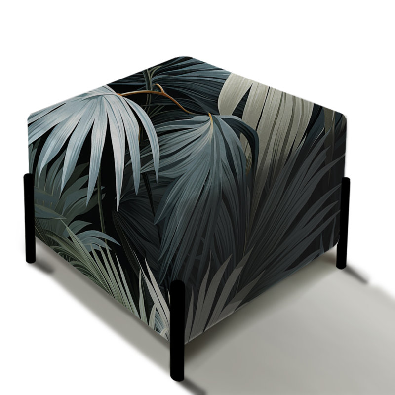 Miroir monochrome à motif tropical I - repose-pieds carré tropical