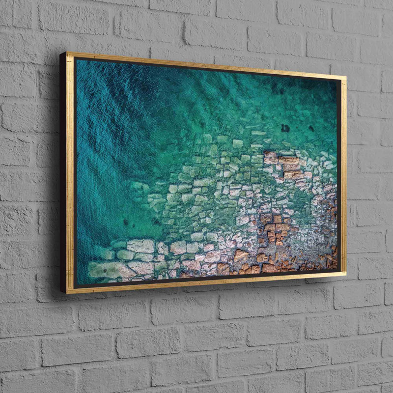Print on Canvas, 70 cm H x 100 cm W, Framed Print without Mat, Gold