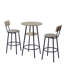 Tabouret de bar rond avec tablette, tabouret rembourré avec dossier-642176326-642176327
