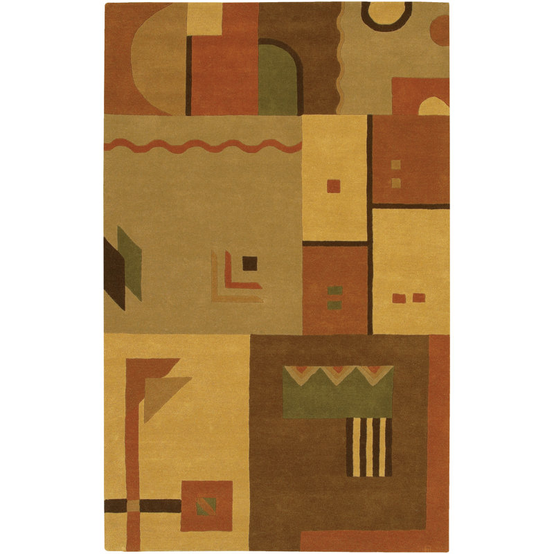 Tapis rouge en laine touffeté à la main Frias Authentic, Rectangle 5 pi x 7 pi 6 po