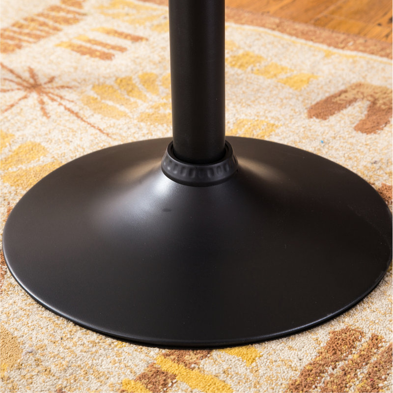 Table de bar carrée noire avec hauteur réglable et 2 tabourets pivotants en cuir en métal pour la maison