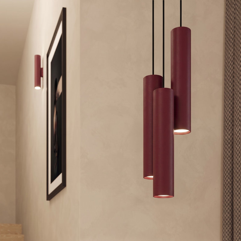 Pendant lamp Bergmundur 1 polished gold, 45x6x90 cm, Burgundy, 3 Lights