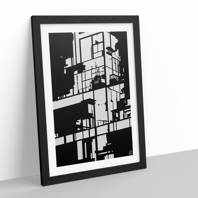 Monochrome Architecture - Single Picture Frame Print, Black, 64cm H x 46cm W