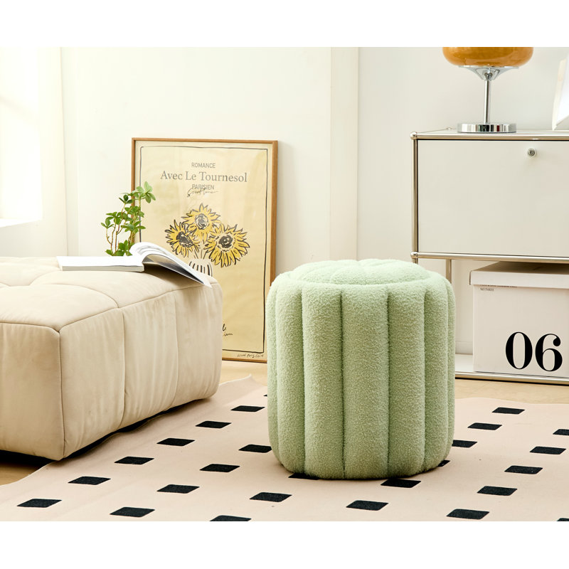 Upholstered Pouf, Green