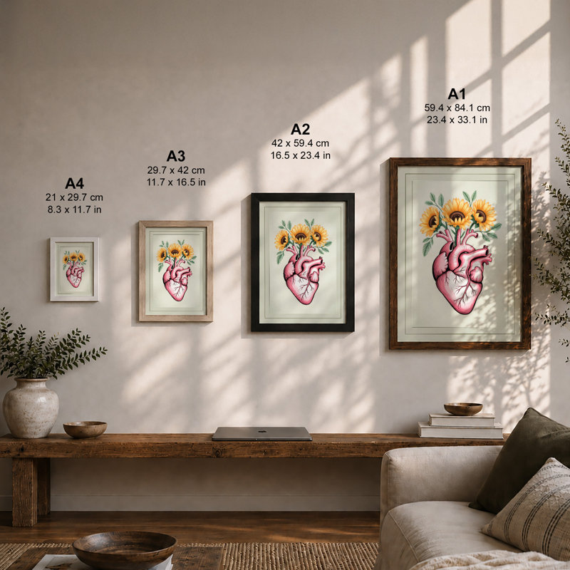 Heart In Bloom Botanical - Print, Unframed, A4 - 29.7 x 21.0 cm