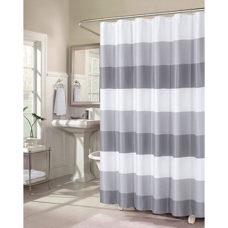 Mauldin Ombre Striped Single Shower Curtain, Gray