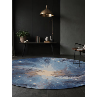 Machine Washable Blue Area Rug