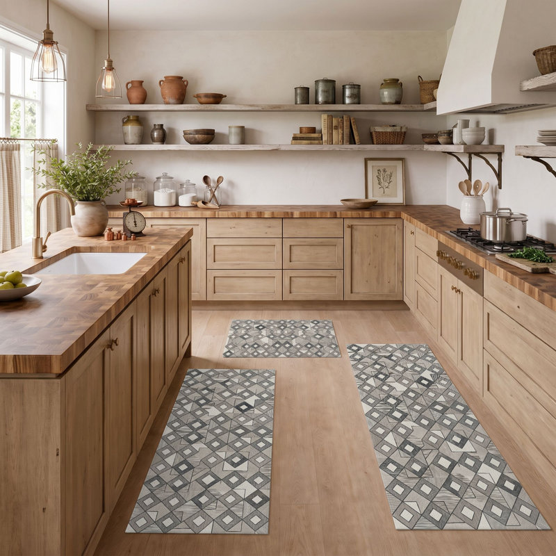Geometric Pattern Non-Slip Washable Kitchen Mats