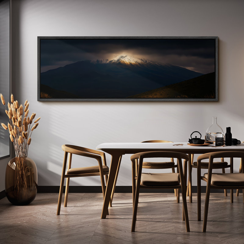 Grande impression sur toile encadrée, impression de paysage de montagne pour la nature, H 20 po x l 60 po, Noir
