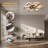 32" Modern Flower Flush Mount Ceiling Fan with LED Light and Remote Control (Black)