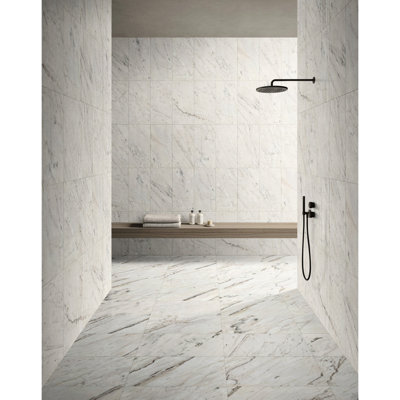 White Marble Tile 12X24 - Snow Mountain For Classic Home Decor Floor And Wall Polished Natural Beauty