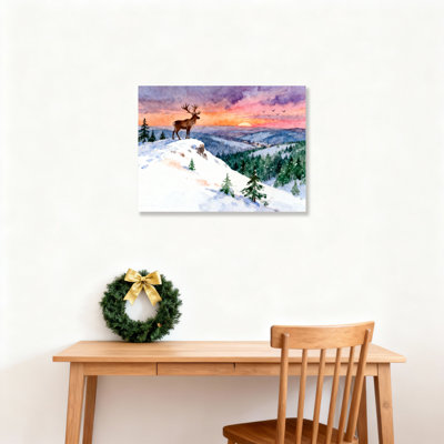 «Winter Deer Landscape», art mural sur toile