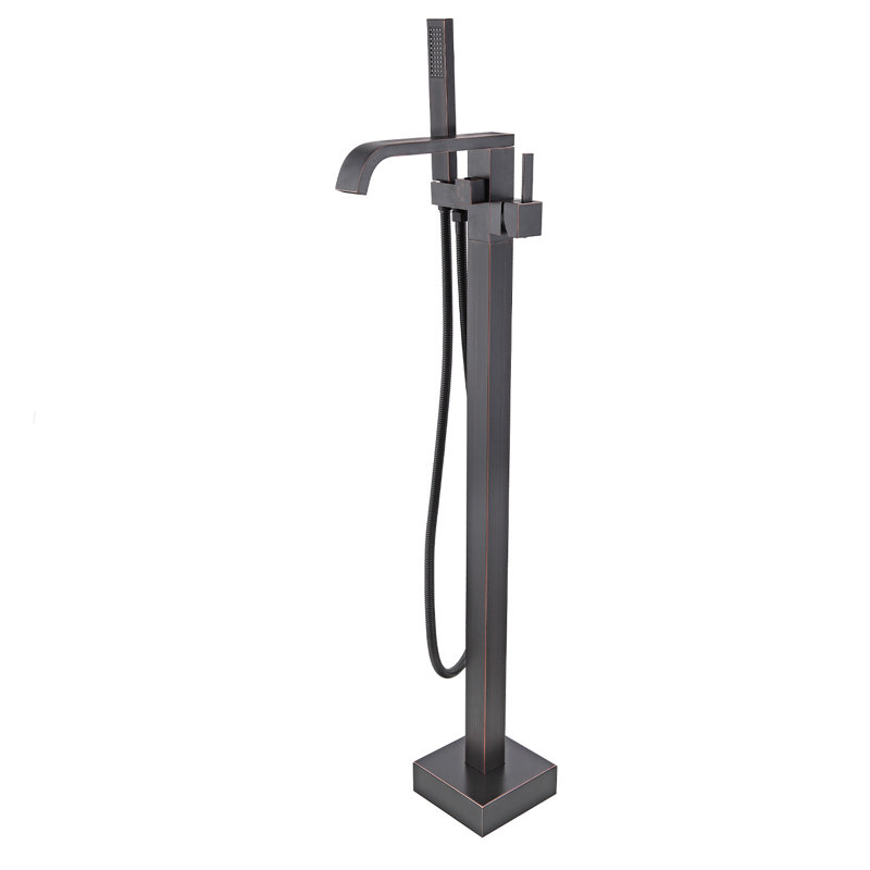 Robinet de baignoire autoportant avec douchette à main, Bronze frotté à l'huile
