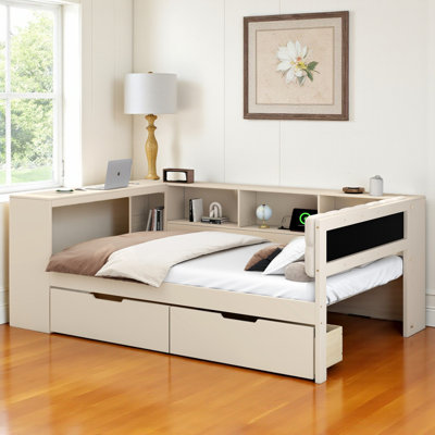 Full Size Daybed With Desk, Charging Station And Storage by Hokku Designs