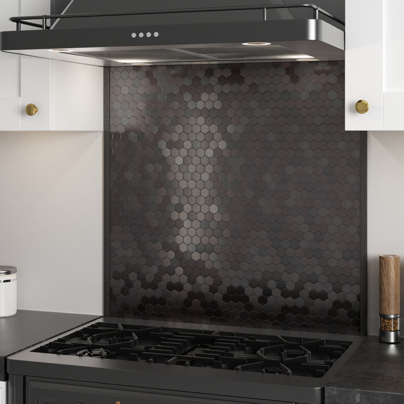 Ensemble de carreaux de mosaïque pelez et collez en métal 30 po x 30 po, Acier inoxydable noir