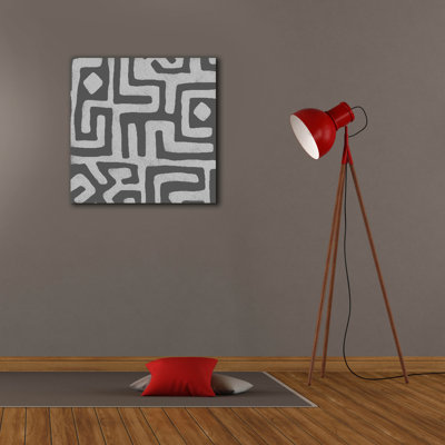  «Square Decorative Batik 5» par Alonzo Saunders, art mural sur toile, 26 po x 26 po