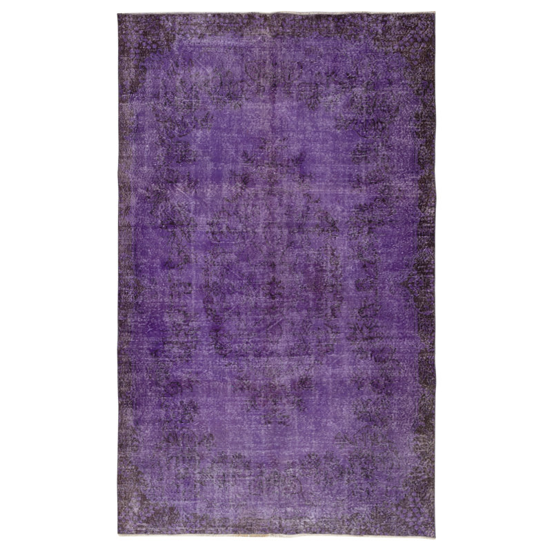 Tapis turc en laine fait à la main 6,5 x 10,6 pi rétro mauve pour intérieurs modernes